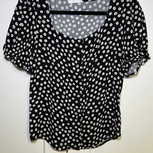 Black floral blouse